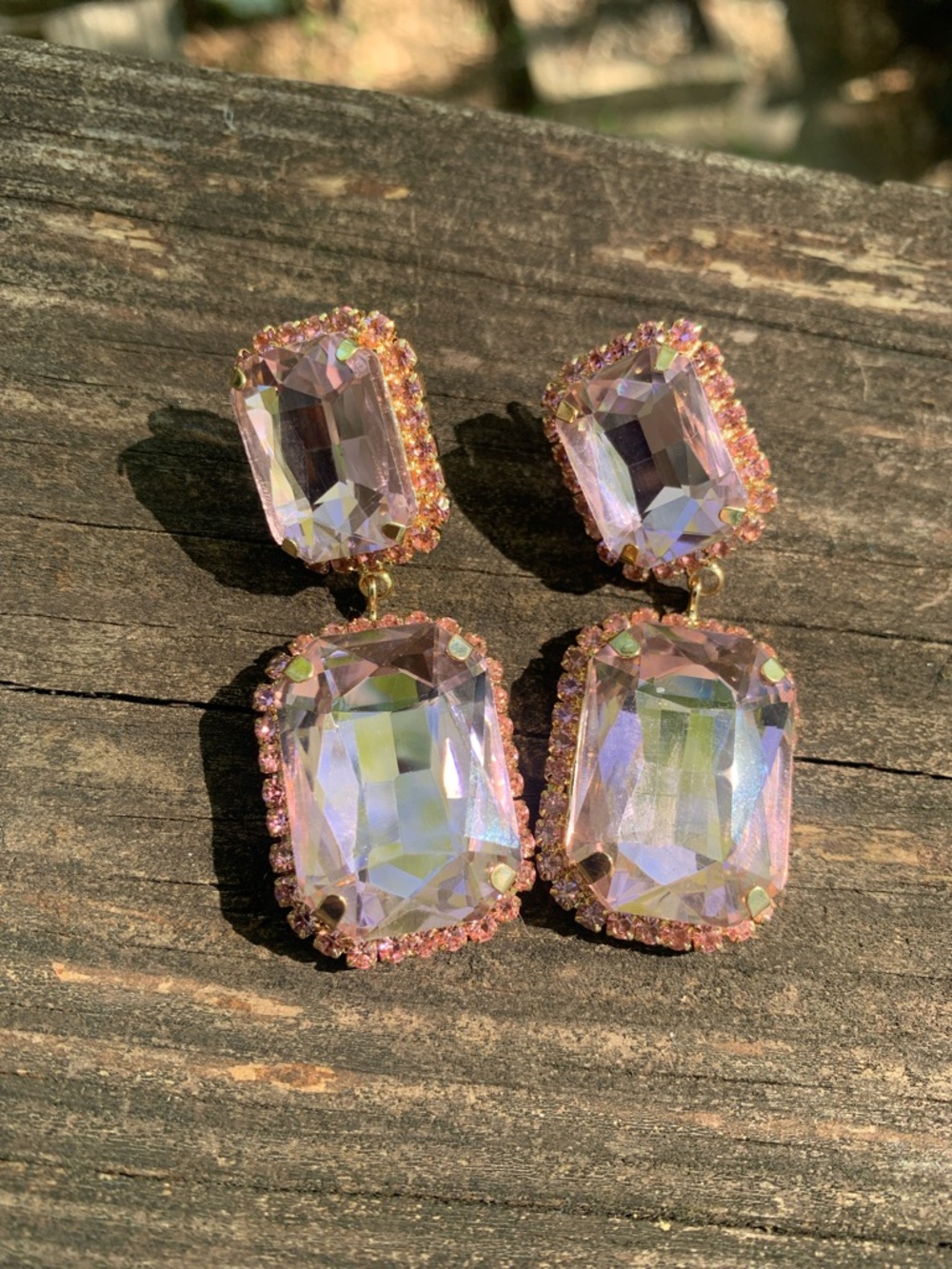 Pink Iridescent Dangle Statement Earrings - Women Jewelry